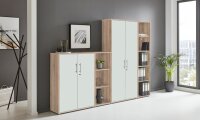 Aktenschrank TABOR 4 in Eiche Sonoma / weiß matt, Schrankwand, Büroschrank, abschließbar, Metallgriffe
