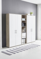 Aktenschrank TABOR 10 in Eiche Sonoma / weiß matt, Schrankwand, Büroschrank, abschließbar, Metallgriffe