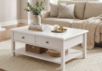 Couchtisch KOPENHAGEN in weiß, Landhausstil, 2 Schubkästen, 102 cm breit