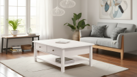Couchtisch KOPENHAGEN in weiß, Landhausstil, 2 Schubkästen, 102 cm breit