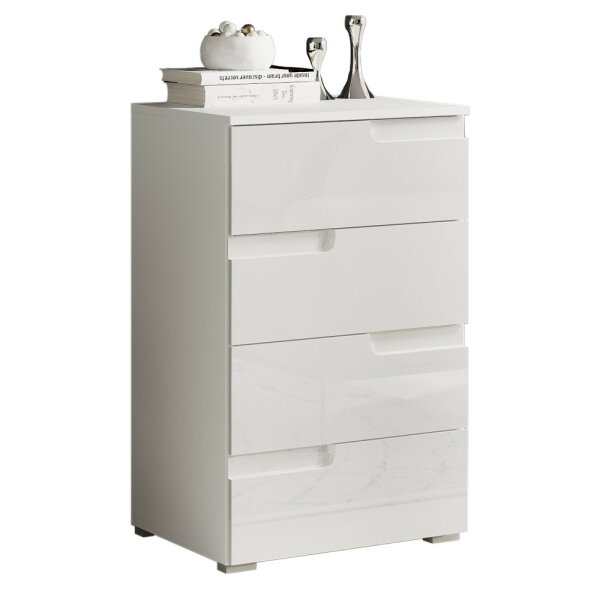 Kommode SPICE 2 in weiß Hochglanz, 4 Schubkästen, 50 cm breit