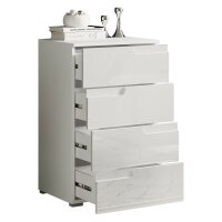 Kommode SPICE 2 in weiß Hochglanz, 4 Schubkästen, 50 cm breit