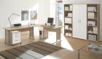 Büromöbel-Set / Arbeitszimmer OFFICE LINE + Highboard in Eiche Sonoma / weiß