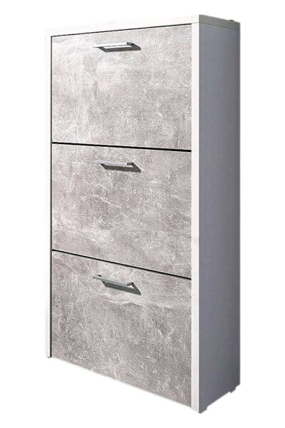 Schuhkipper FULDA 1 in weiß / Strukturbeton, 3 Klappen, Doppelwalze, 61 cm breit
