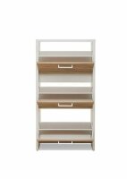 Schuhkipper FULDA 1 in weiß / Honigeiche, 3 Klappen, Doppelwalze, 61 cm breit