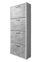 Schuhkipper FULDA 2 in weiß / Strukturbeton, 4 Klappen, Doppelwalze, 64 cm breit