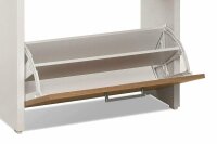 Schuhkipper FULDA 2 in weiß / Honigeiche, 4 Klappen, Doppelwalze, 64 cm breit