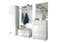 Garderoben-Set SLICE in weiß / weiß Hochglanz MDF, 5-tlg., (BxHxT) 210x198x40 cm