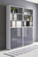 Aktenschrank TABOR 11 in lichtgrau / anthrazit Hochglanz, Schrankwand, Büroschrank, abschließbar, Metallgriffe