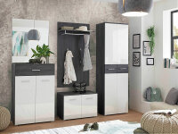 Garderoben-Set MELODIE in Black North / MDF weiß Hochglanz, 5-tlg., (BxHxT) 240x198x38 cm