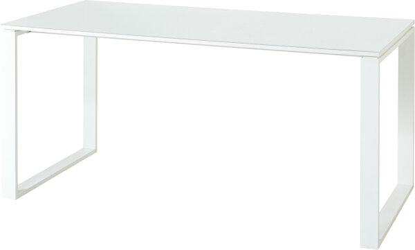 Schreibtisch MONTERREY in weiß, Glausauflage, Metallfüße (BxHxT) 160x75x80 cm