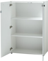 Aktenschrank MONTERREY niedrig in weiß, Glasfront, Glasauflage, anschließbar (BxHxT) 80x120x37 cm