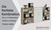 Aktenschrank TABOR 14 in Eiche Sonoma / weiß matt, Schrankwand, Büroschrank, Metallgriffe