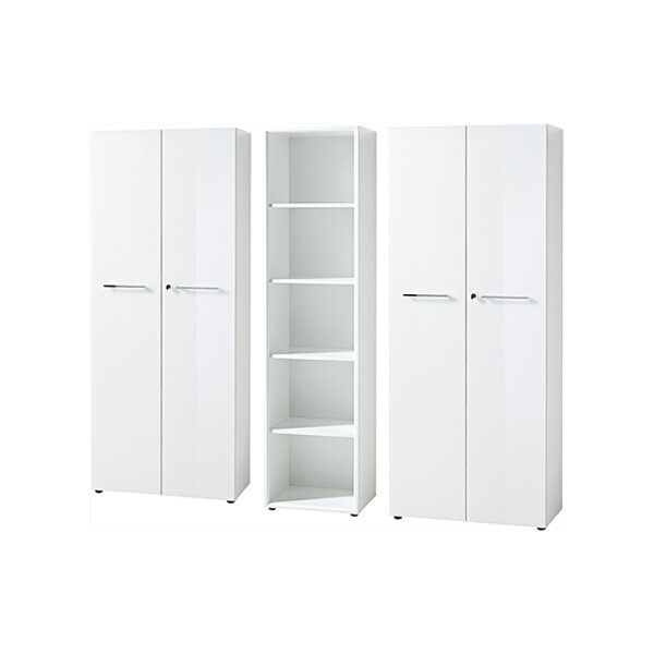 Aktenschrank MONTERREY 1 in weiß, Glasfront, Metallgriffe, abschließbar (BxHxT) 210x196x37 cm