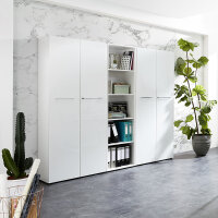 Aktenschrank MONTERREY 1 in weiß, Glasfront, Metallgriffe, abschließbar (BxHxT) 210x196x37 cm