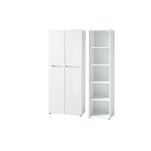 Aktenschrank MONTERREY 3 in weiß, Glasfront, Metallgriffe, abschließbar (BxHxT) 130x196x37 cm