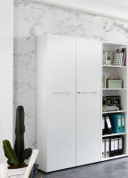 Aktenschrank MONTERREY 3 in weiß, Glasfront, Metallgriffe, abschließbar (BxHxT) 130x196x37 cm