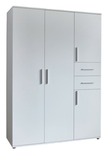 Kleiderschrank ALIYA in weiß, 4-türig, 2 Schubkästen, Kleiderstange, (BxHxT) 135x190x52 cm
