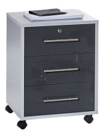 Rollcontainer TABOR in lichtgrau / anthrazit Hochglanz, 1...