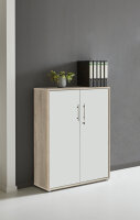 Aktenschrank TABOR niedrig  in Eiche Sonoma / weiß matt