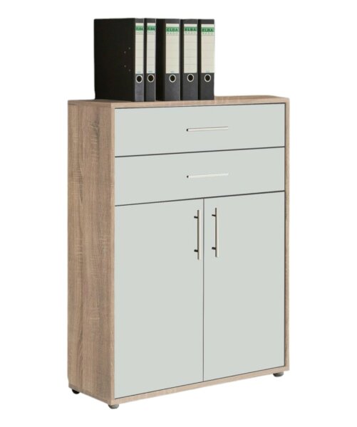 Aktenschrank TABOR in Eiche Sonoma / weiß matt mit zusätzlichen Schubkästen, Büroschrank, (BxHxT) 84,4x113,6x33 cm