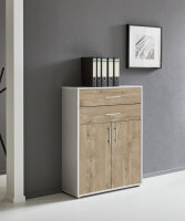 Aktenschrank TABOR in lichtgrau / Gold Harbor Oak mit zusätzlichen Schubkästen, Büroschrank, (BxHxT) 84,4x113,6x33 cm