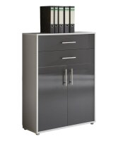 Aktenschrank TABOR in lichtgrau / anthrazit Hochglanz mit...