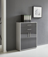 Aktenschrank TABOR in lichtgrau / anthrazit Hochglanz mit zusätzlichen Schubkästen, Büroschrank, (BxHxT) 84,4x113,6x33 cm