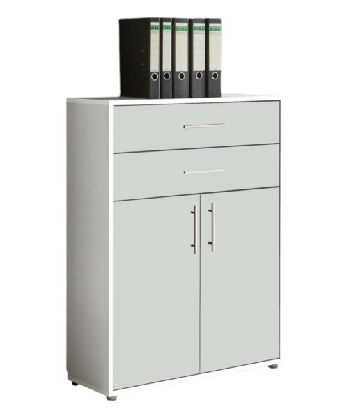 Aktenschrank TABOR in weiß  / weiß matt mit zusätzlichen Schubkästen, Büroschrank, (BxHxT) 84,4x113,6x33 cm
