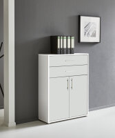 Aktenschrank TABOR in weiß  / weiß matt mit zusätzlichen Schubkästen, Büroschrank, (BxHxT) 84,4x113,6x33 cm