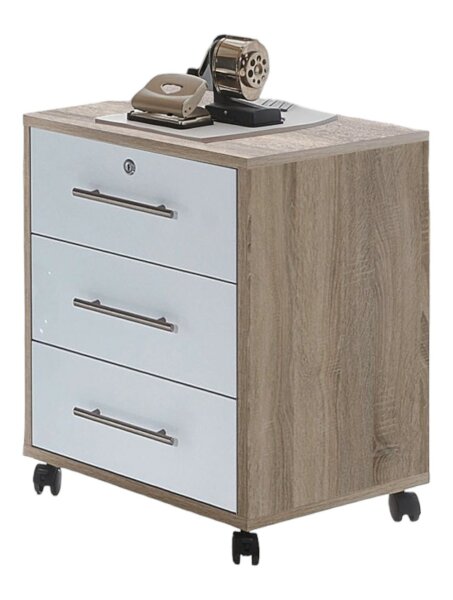 Rollcontainer TABOR in Eiche Sonoma / weiß matt, 1 Schubkasten abschließbar, (BxHxT) 44,1x57,6x40 cm