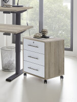 Rollcontainer TABOR in Eiche Sonoma / weiß matt, 1 Schubkasten abschließbar, (BxHxT) 44,1x57,6x40 cm