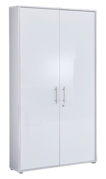 Aktenschrank TABOR breit / hoch in lichtgrau / weiß Hochglanz, Büroschrank, abschließbar, (BxHxT) 84,4x185,6x33 cm