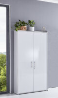 Aktenschrank TABOR breit / hoch in lichtgrau / weiß Hochglanz, Büroschrank, abschließbar, (BxHxT) 84,4x185,6x33 cm