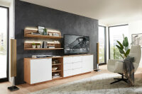 TV Sideboard KORE 2 weiß / Eiche, 2 Wandboards...