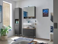 Badmöbel-Set Badezimmer ASPEN 80 cm, Set 2, 3-tlg. in schwarz mit Spiegelschrank