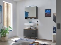 Badmöbel-Set Badezimmer ASPEN 80 cm, Set 4, 2-tlg. in schwarz mit Spiegelschrank
