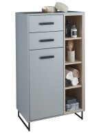 Badmöbel-Set Badezimmer TOURS 1 in grau / Sonoma, 4-tlg., Spiegelschrank inkl. LED-Beleuchtung, (BxHxT) 140x185x38 cm