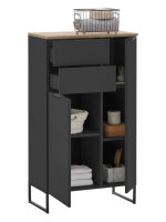 Badezimmer Highboard Badmöbel ASPEN schwarz matt