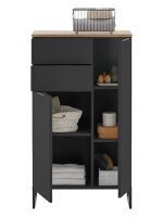 Badezimmer Highboard Badmöbel ASPEN schwarz matt
