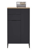 Badezimmer Highboard Badmöbel ASPEN schwarz matt