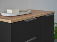 Badezimmer Highboard Badmöbel ASPEN schwarz matt