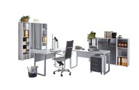 Büromöbel-Set TABOR PRO 5 in lichtgrau / anthrazit Hochglanz, Arbeitszimmer, Komplett-Set