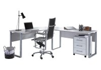 Winkelschreibtisch TABOR inkl. Rollcontainer, wechselseitige Montage, 205x177 cm