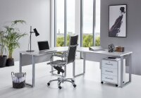 Winkelschreibtisch TABOR inkl. Rollcontainer, wechselseitige Montage, 205x177 cm