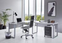 Winkelschreibtisch TABOR inkl. Rollcontainer, wechselseitige Montage, 205x177 cm
