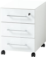 Schreibtisch inkl. Rollcontainer MONTERREY, Glasfront, Glasauflage, 160 cm breit