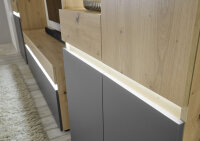 Wohnwand Anbauwand LIMOGES in Artisan Eiche Nb. / anthrazit, inkl. LED-Beleuchtung