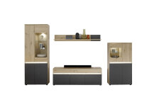 Wohnwand Anbauwand LIMOGES in Artisan Eiche Nb. /...