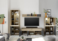 Wohnwand Anbauwand LIMOGES in Artisan Eiche Nb. / anthrazit, inkl. LED-Beleuchtung